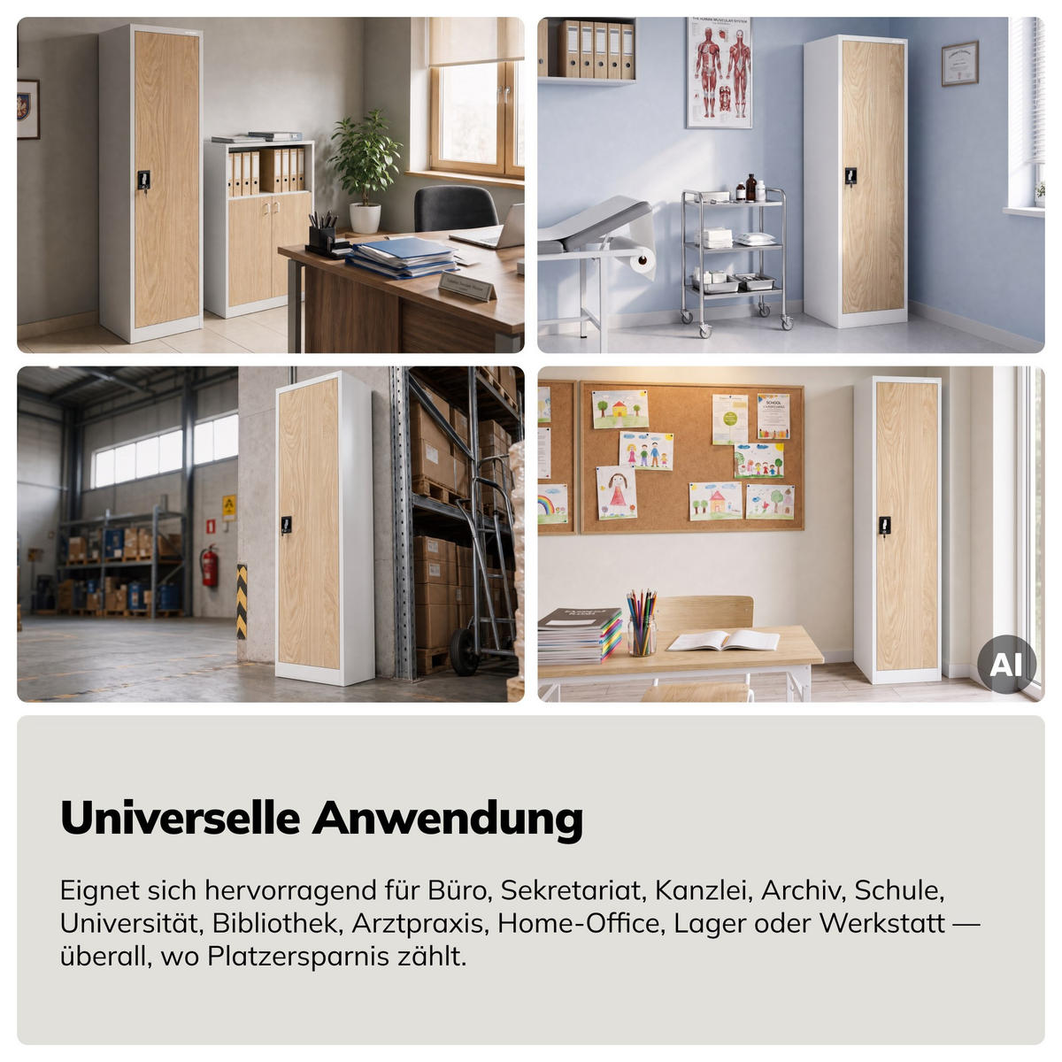 AKTENSCHRANK ALEX - Beige/Weiß, Metall (45/185/40cm) - Jan Nowak