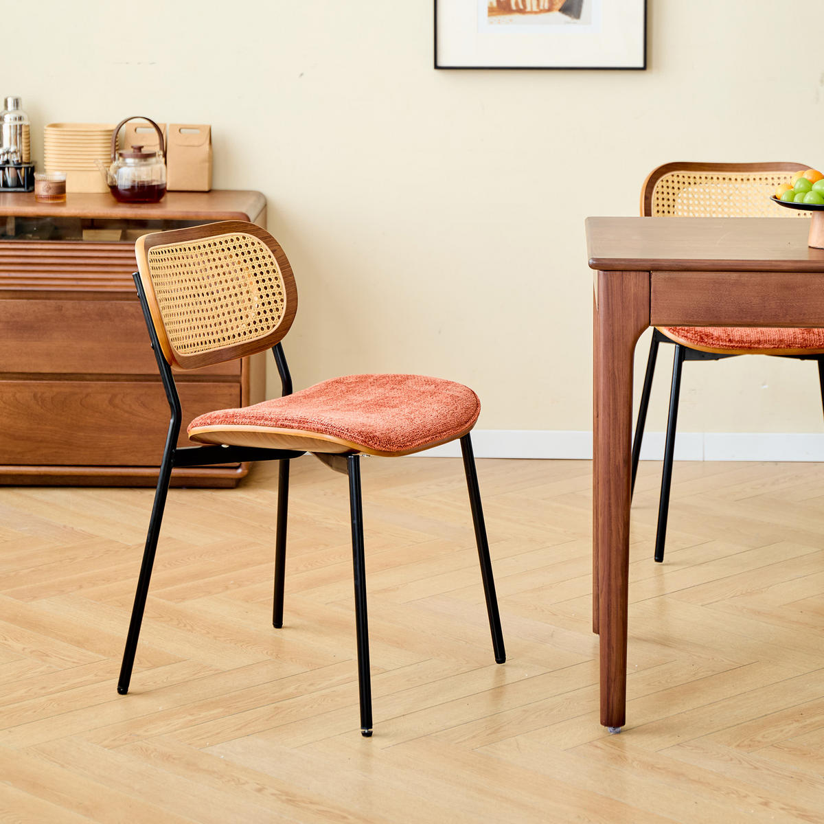 STUHL 2er-Set Kunstleder Terracotta - Schwarz, Textil (46/75/55cm) - Nordlys