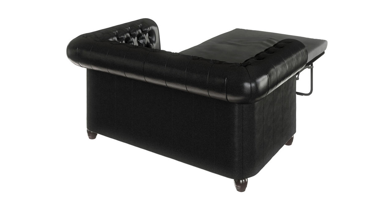CHESTERFIELD-SOFA 2-sitzer mit Schlaffunktion Morin Schwarz vegan Leder - Schwarz/Braun, Holz/Textil (148/72/86cm) - S-Style Möbel