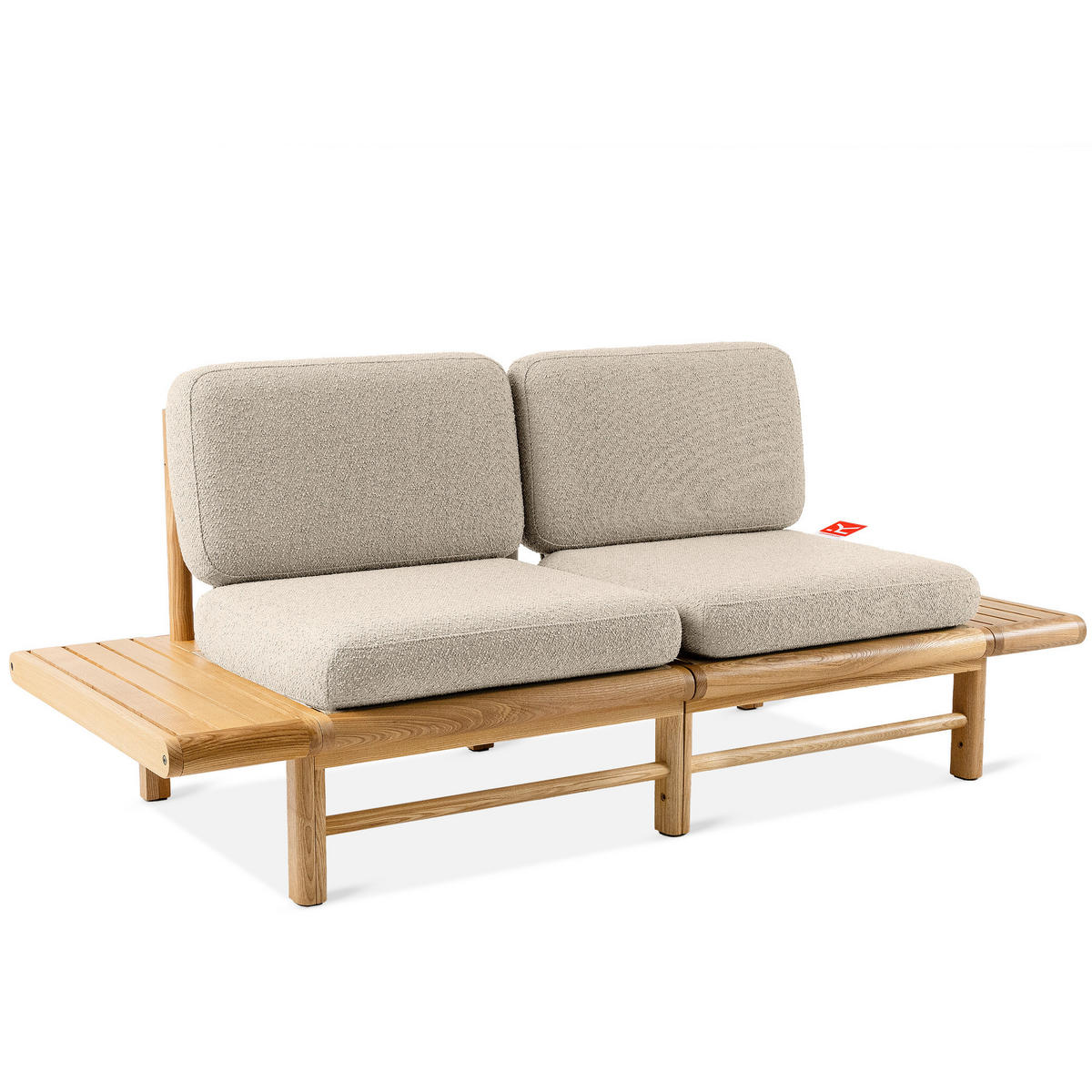 GARTENSOFA ATREDA 2-Sitzer, mit beideseitig Ablagen - Creme, Holz/Textil (190/74/80cm) - KONSIMO®