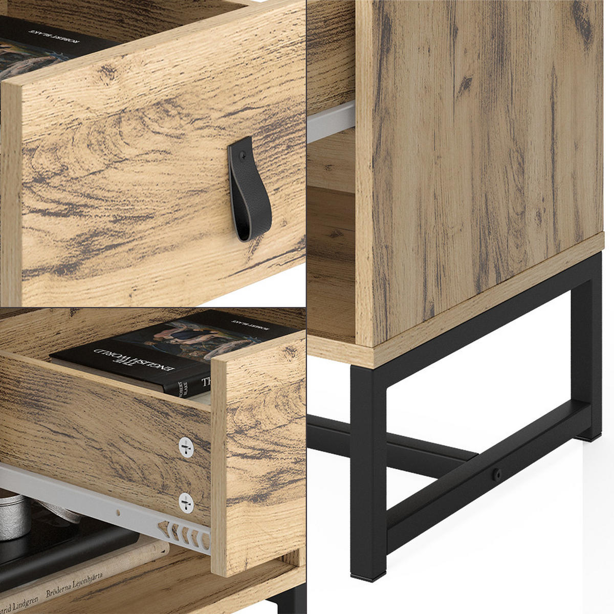 NACHTTISCH Ezra Eiche 39 x 47 cm 2er Set - Eichefarben, Holzwerkstoff (39/47/35cm) - Vicco