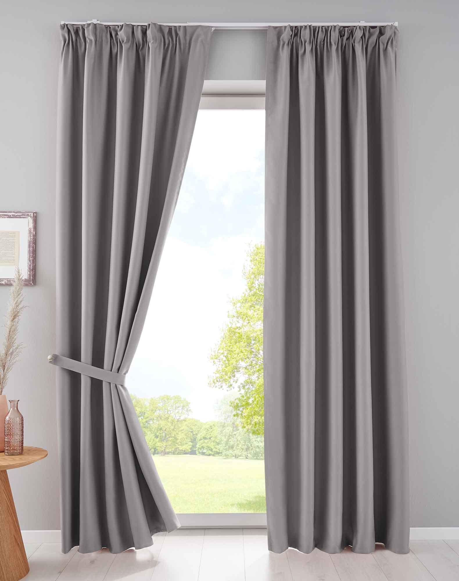 VORHANG 2ER SET NEWYORK HxB 225x295 cm Grau - Grau, Textil (295/225cm) - Gardinenbox