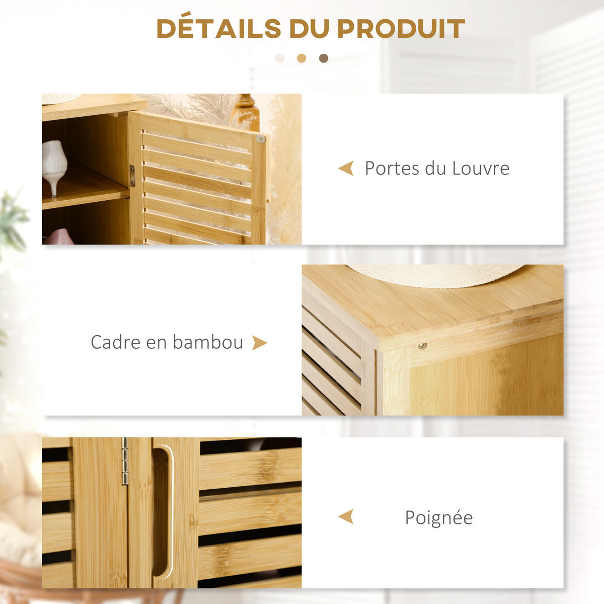 SCHUHSCHRANK Natur Bambus mit Türen Stauraum 1 Stück - Naturfarben, Holz (100/80/35cm) - PANGIVO