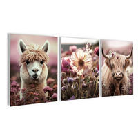 BILDERSET 3er-Set 30x40 cm Tiere boho rosa - Beige, Kunststoff (30/40cm) - artissimo