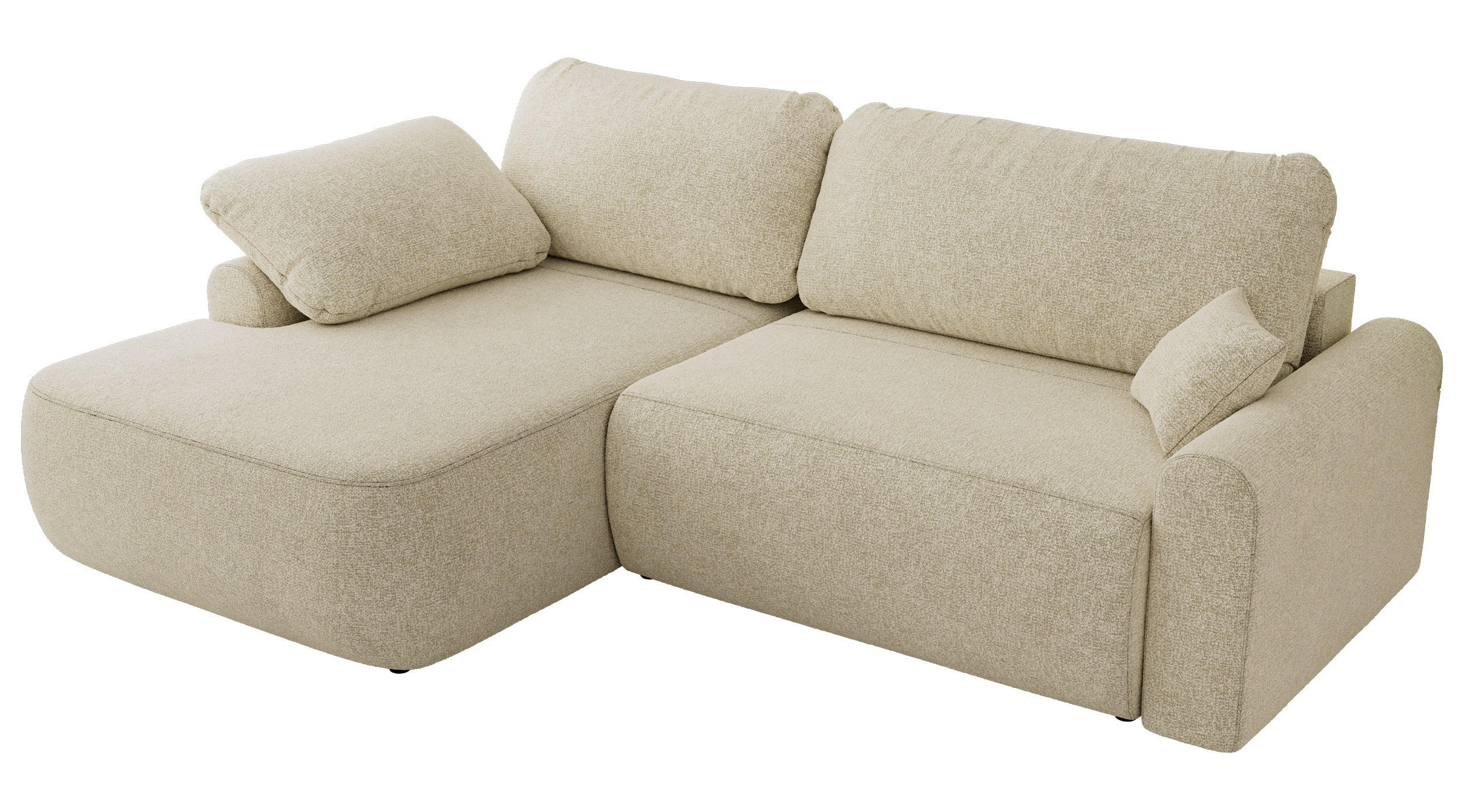 ECKSCHLAFSOFA CUBO L Creme Struktur - links - Creme/Schwarz, Kunststoff/Textil (273/187cm) - MKS