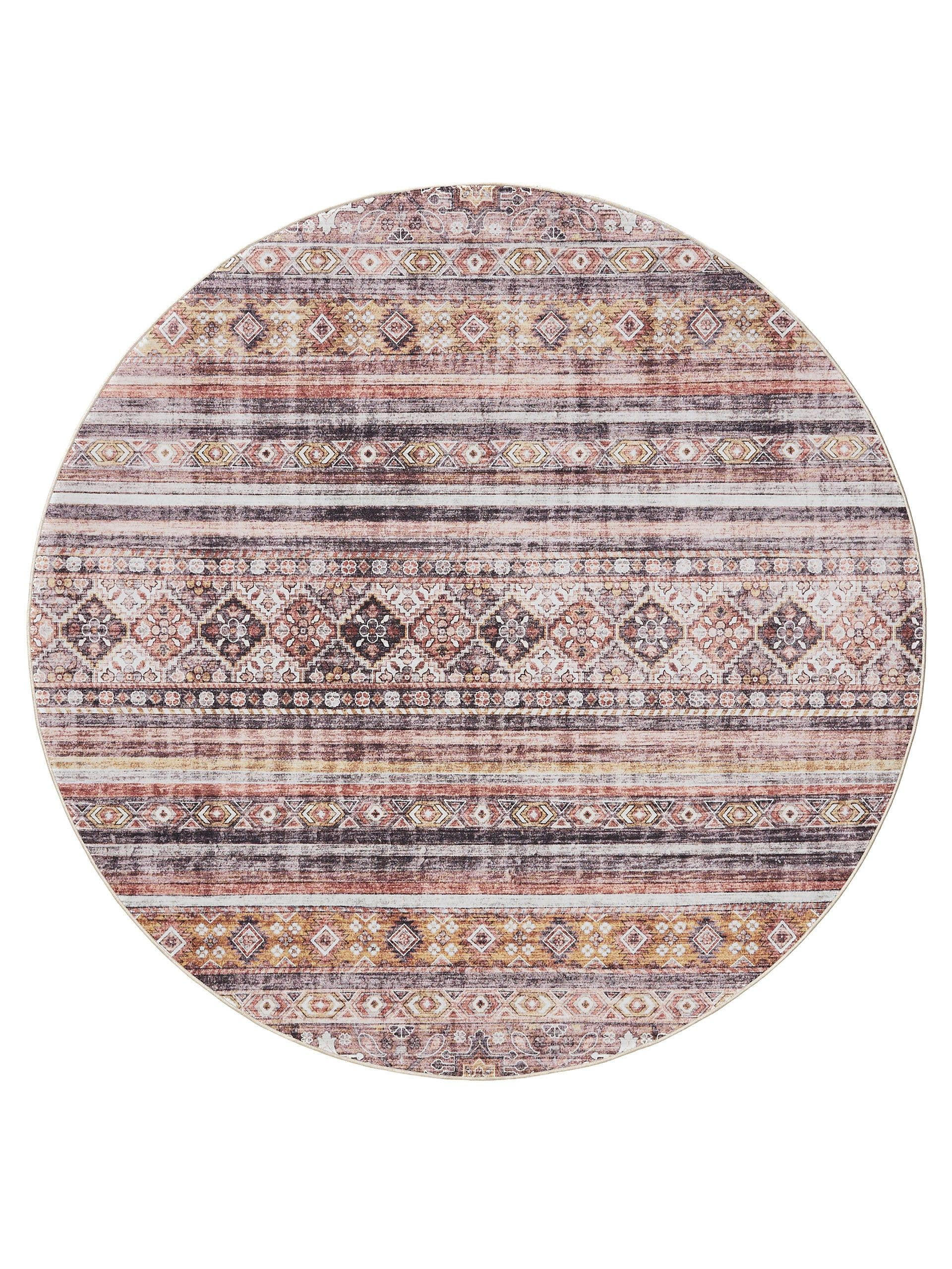 VINTAGE-TEPPICH George waschbar ø 160 cm rund - Pink/Multicolor, Kunststoff (160/160cm) - benuta