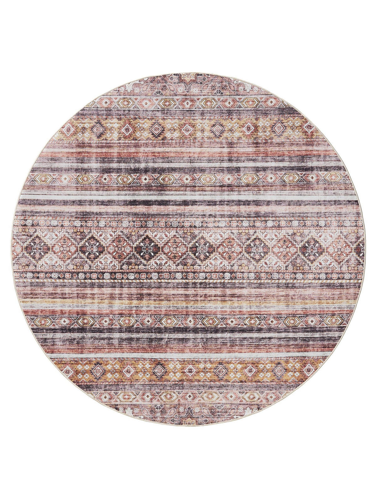 VINTAGE-TEPPICH George waschbar ø 160 cm rund - Pink/Multicolor, Kunststoff (160/160cm) - benuta