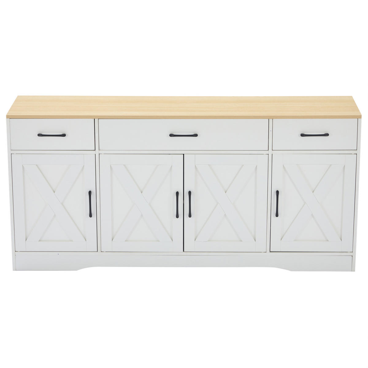 SIDEBOARD z MDF, 160/37/75 cm bílá s dekorem dřeva a 3 zásuvkami - bílá, kompozitní dřevo (160/75/37cm) - Modenvie