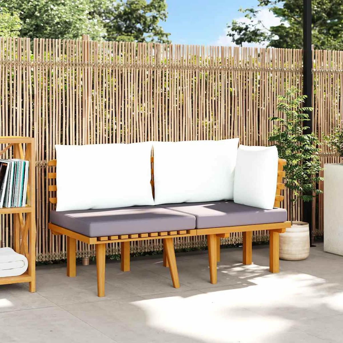 GARTEN-LOUNGE-SET 2Er Set Mit Kissen Massivholz Akazie - Dunkelgrau, Holz/Textil - vidaXL