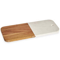 SERVIERBRETT Marmor und Holz 38/18/1,5 cm - Weiß, Holz (18/38cm) - Kinvara