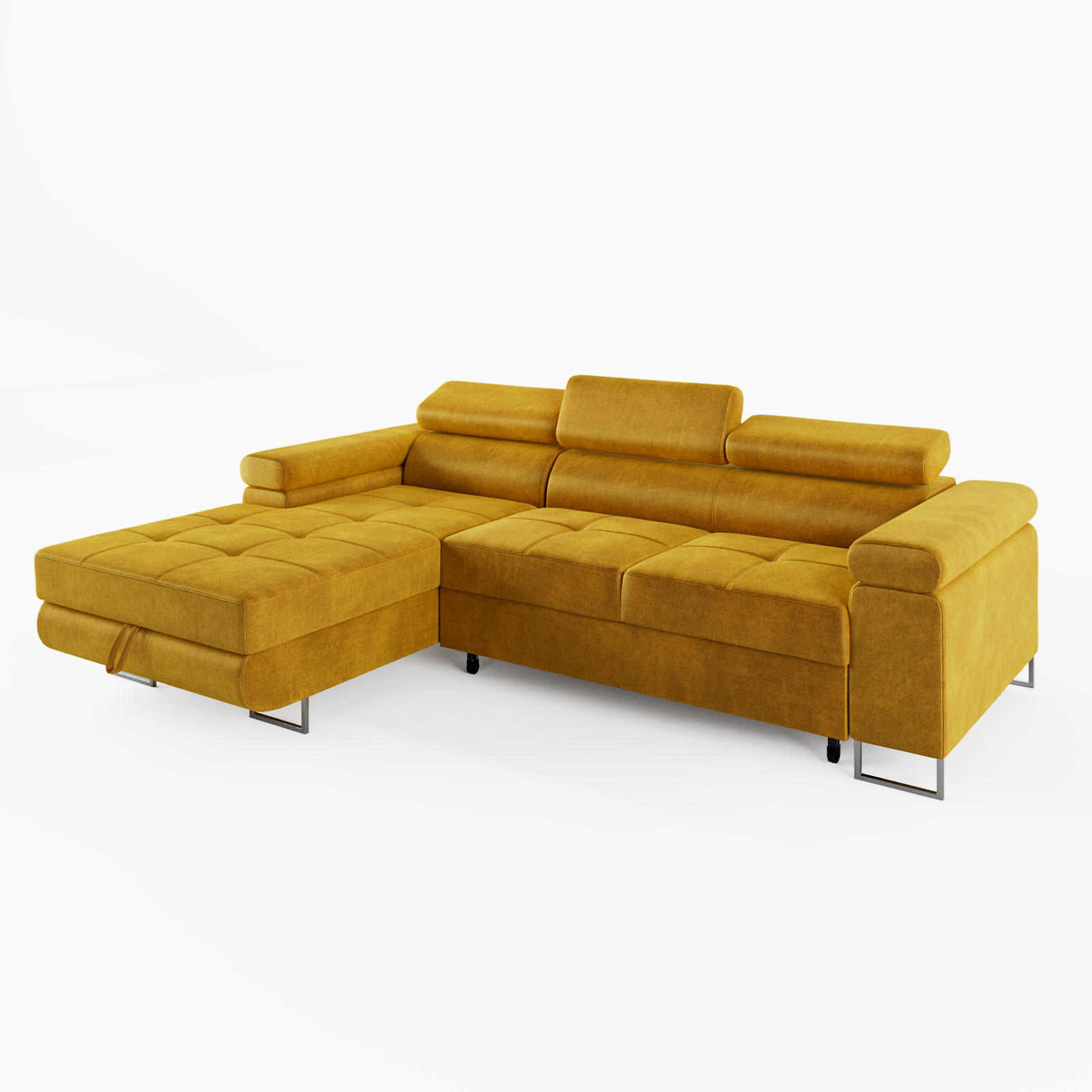 ECKSOFA VEMO MINI Links Gelb Velour-Stoff Kompakter Komfort für Wohnräume - Gelb, Textil (235/175cm) - Barchello