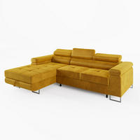 ECKSOFA VEMO MINI Links Gelb Velour-Stoff Kompakter Komfort für Wohnräume - Gelb, Textil (235/175cm) - Barchello