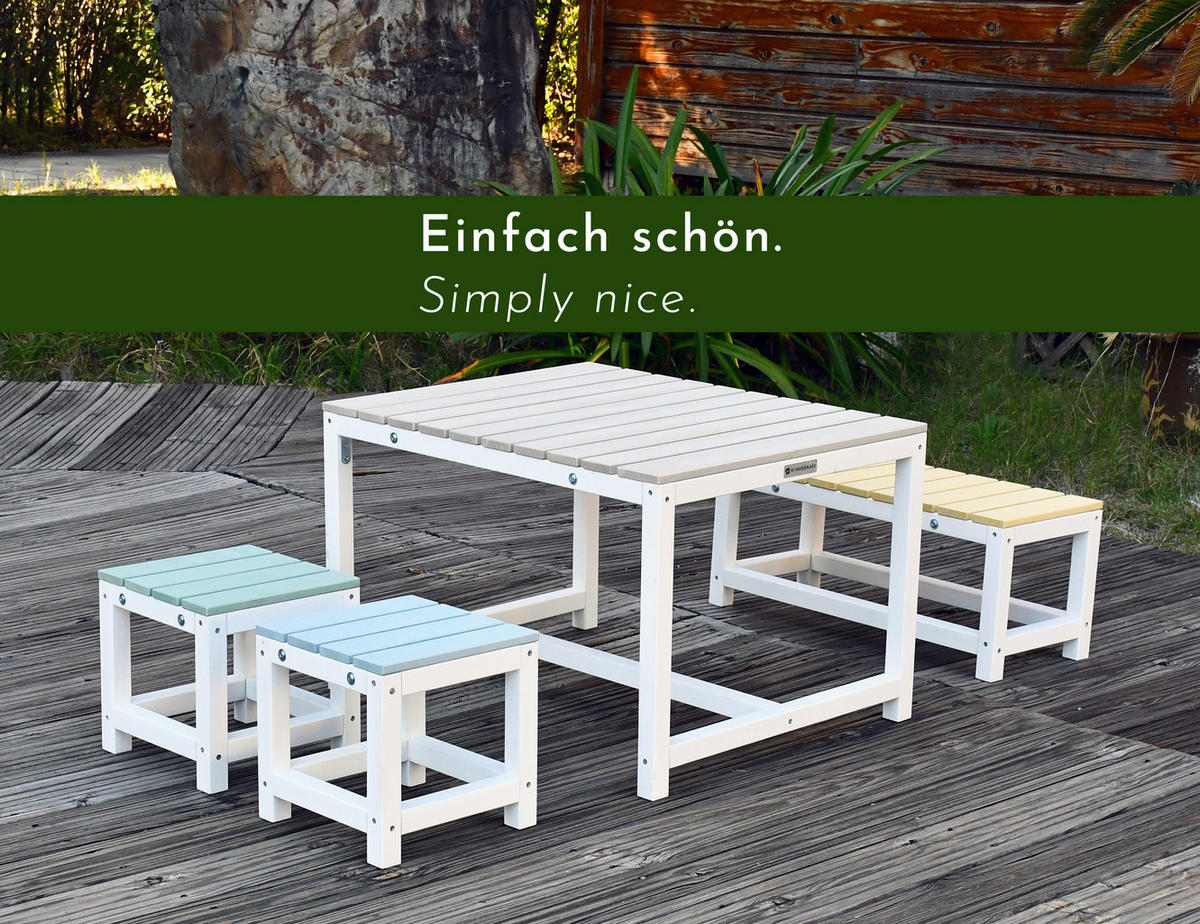 KINDERSITZGRUPPE aus Holz, mit Abdeckung, für Kinder ab 3 Jahren - Weiß, Holz (75/80/60cm) - WONDERMAKE