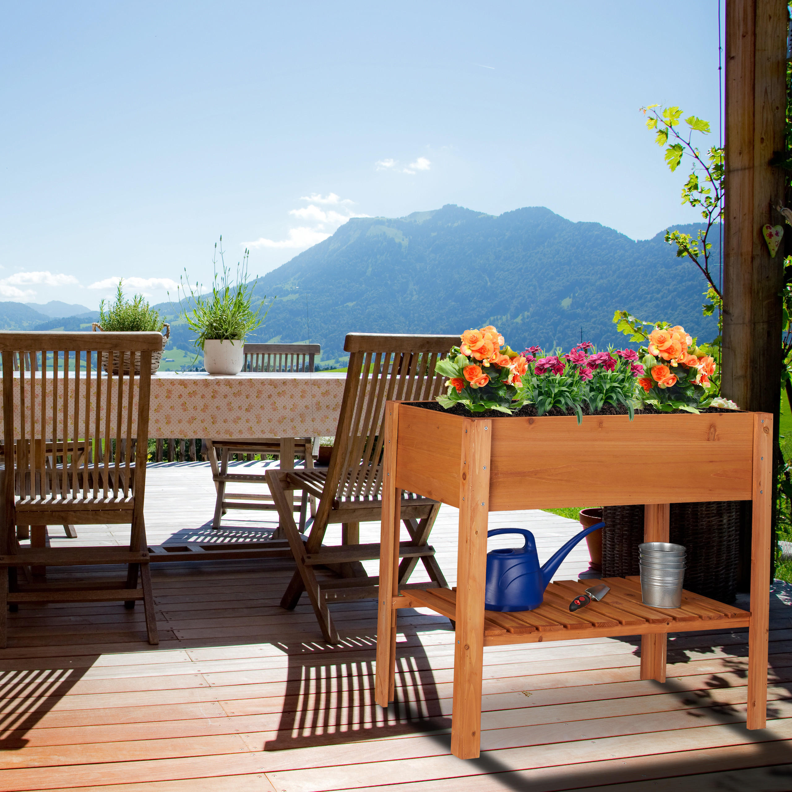 HOCHBEET - Hellbraun, Holz (88/80/43.5cm) - Relaxdays