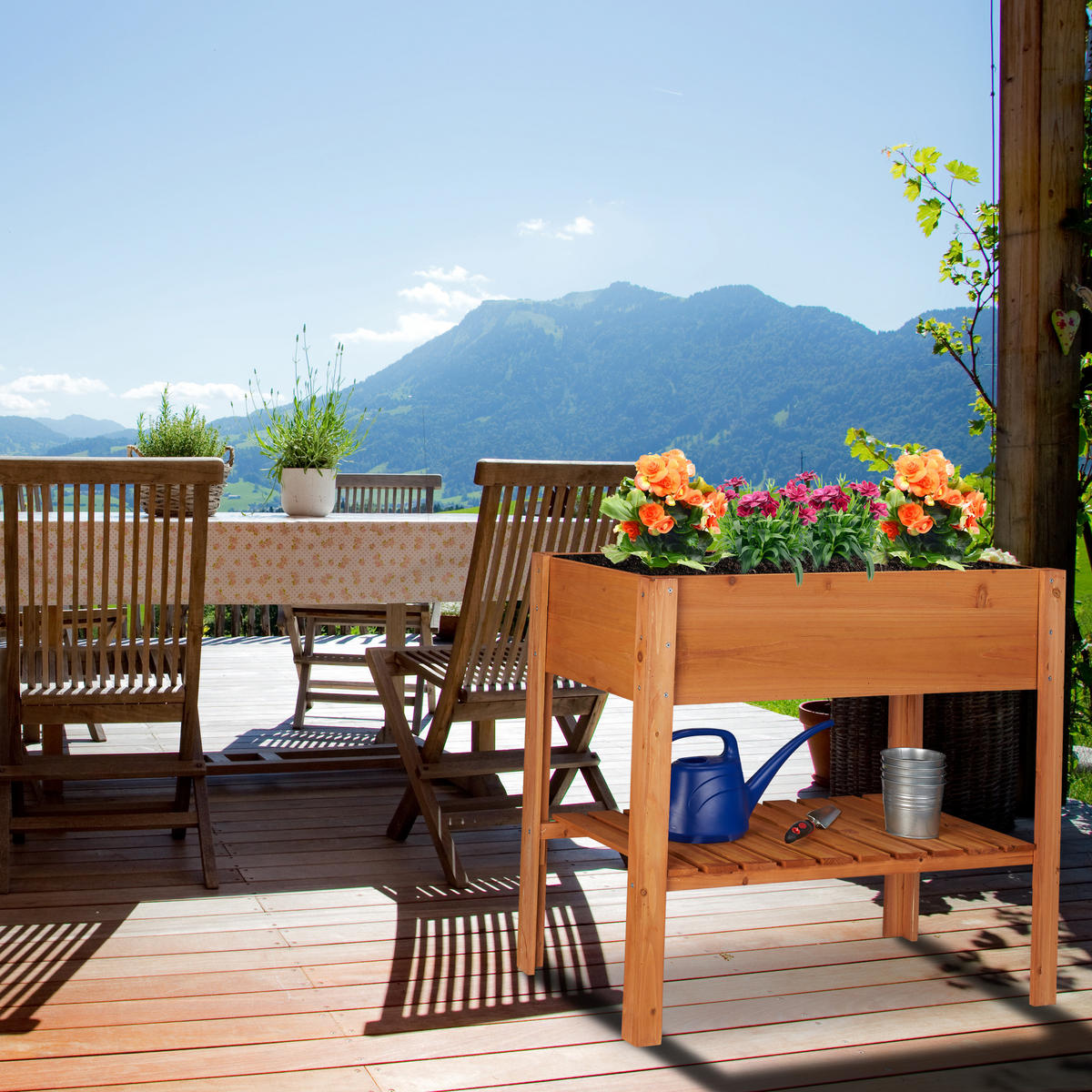 HOCHBEET - Hellbraun, Holz (88/80/43.5cm) - Relaxdays