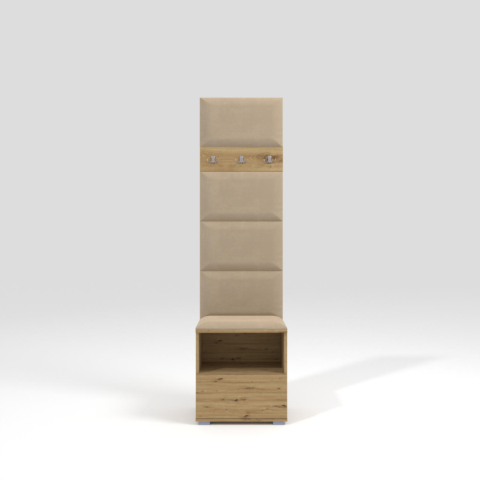 GARDEROBEN-SET Nela IV mit gepolsterten Paneelen 50/187/40 - Beige/Silberfarben, Holzwerkstoff/Kunststoff (50/187/40cm)