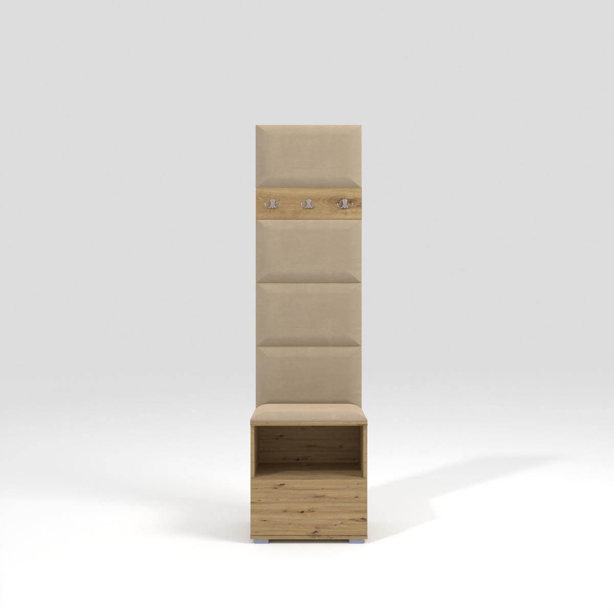 GARDEROBEN-SET Nela IV mit gepolsterten Paneelen 50/187/40 - Beige/Silberfarben, Holzwerkstoff/Kunststoff (50/187/40cm)