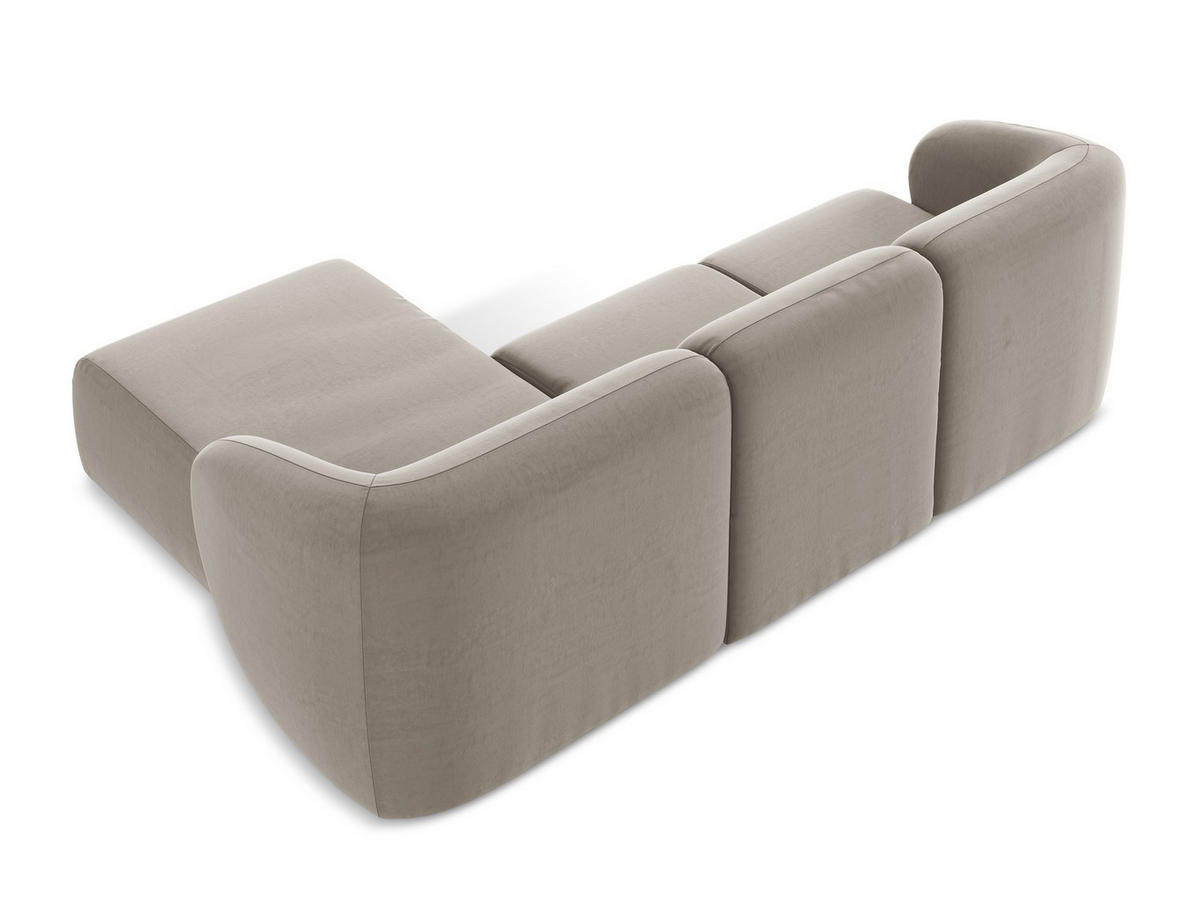 ECKSOFA Rechts Samt Stoff Grau - Taupe/Schwarz, Holzwerkstoff/Kunststoff (248/166cm) - Makamii