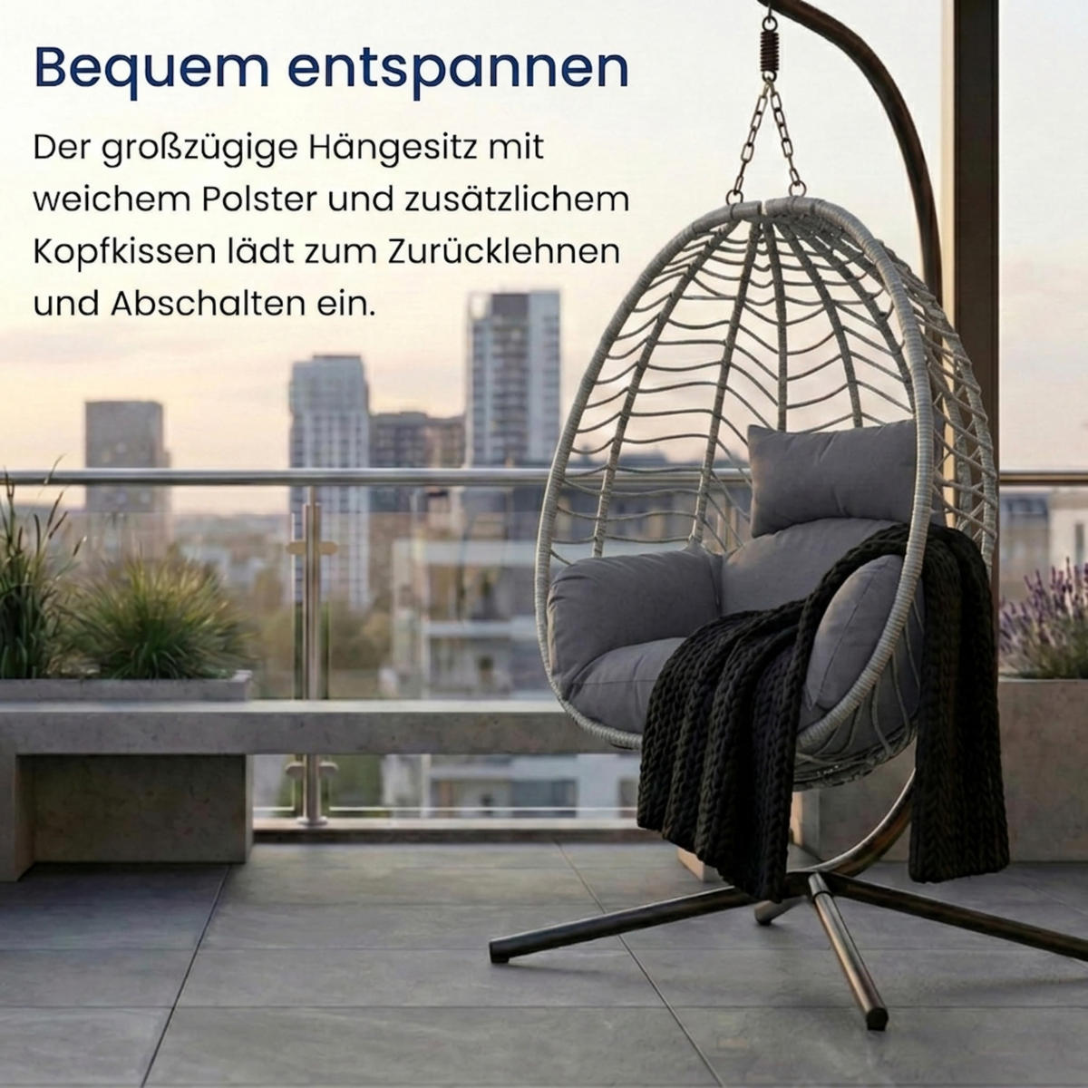 HÄNGESESSEL in Grau - Grau, Metall (92/197/104cm) - Home Collective