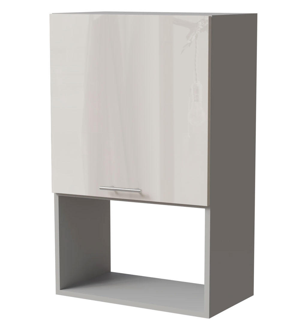 MIKROWELLENUMBAUSCHRANK Brerra W4MK/60 Grau / RAL 9001 creme Hochglanz 60 /32,5 / 96cm - Creme/Grau, Holz/Holzwerkstoff (60/96/32.5cm) - Feldmann-Wohnen