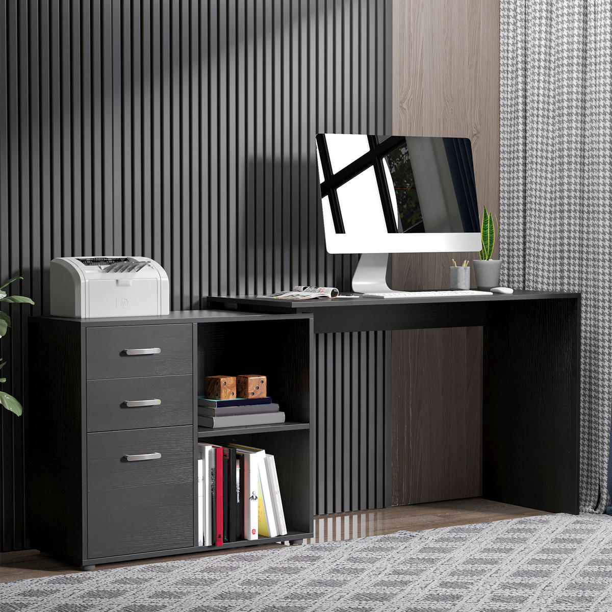 BÜROTISCH Schwarz 1 Stück - Schwarz, Holzwerkstoff (83.5/117/76cm) - GiPP