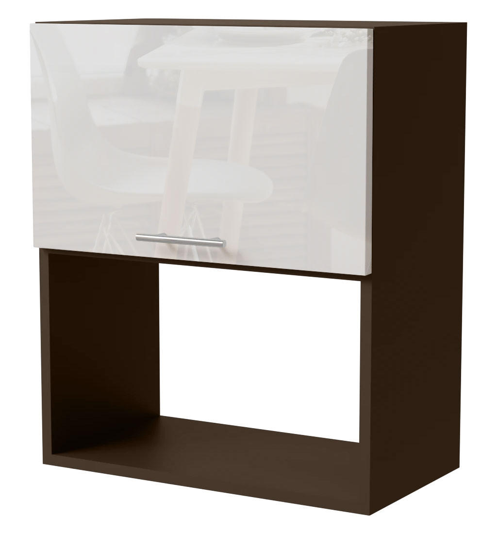 Feldmann-Wohnen Mikrowellenumbauschrank Weiß Hochglanz, Dunkelgrau 60x32.5x72 cm