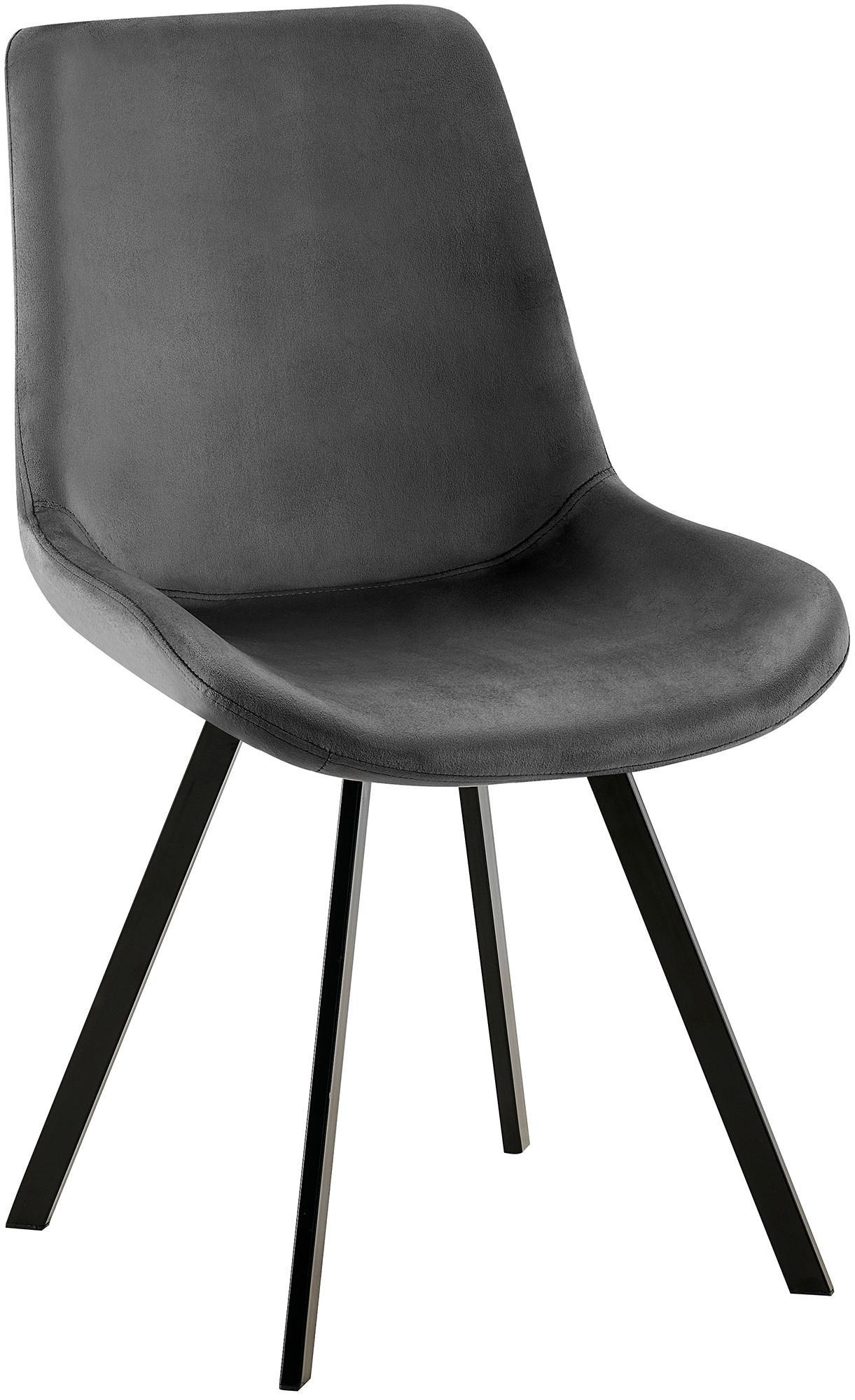 STUHL Samt dunkelgrau - Dunkelgrau/Schwarz, Textil/Metall (53/89/59cm) - CLP