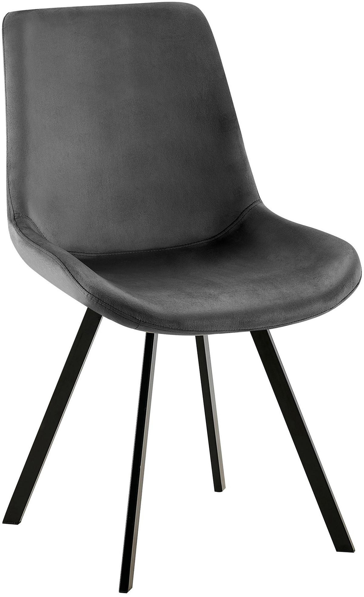 STUHL Samt dunkelgrau - Dunkelgrau/Schwarz, Textil/Metall (53/89/59cm) - CLP