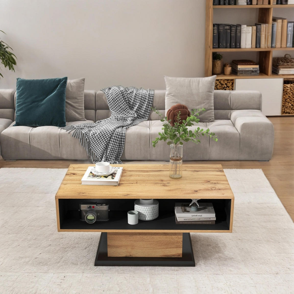 COUCHTISCH Schwarz und Braun 100/47/60 cm - Braun, Holzwerkstoff (100/47/60cm) - Urban Meuble