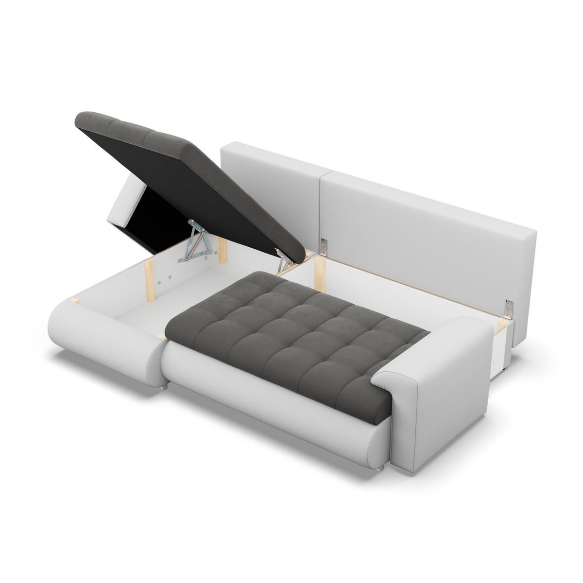 ECKSOFA LINKS MIT SCHLAFFUNKTION FORESTA, Dunkelgrau + Grau - Dunkelgrau/Hellgrau, Textil (230/159cm) - Mebligo