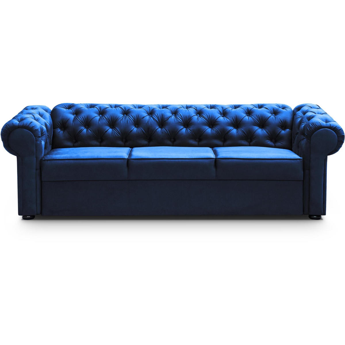 SCHLAFSOFA Chester 3-Sitzer, im Chesterfield-Stil, Dunkelblau - Wengefarben/Dunkelblau, Textil (252/82/92cm) - Beautysofa