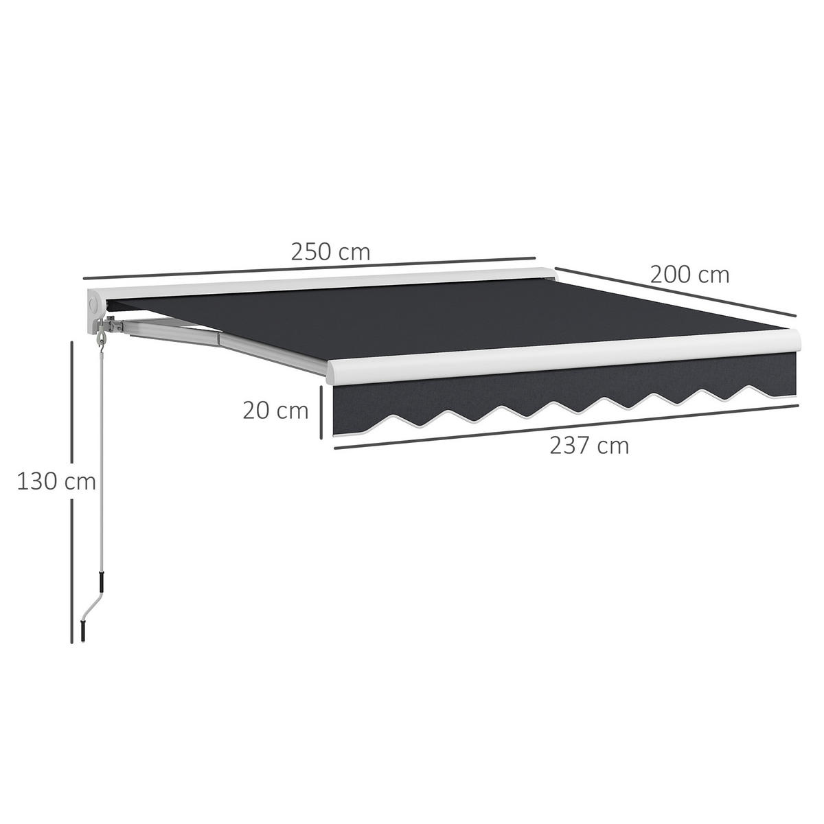 MARKÝZA, písková, hliník, polyester - šedá, kov (250/130/200cm) - Outsunny