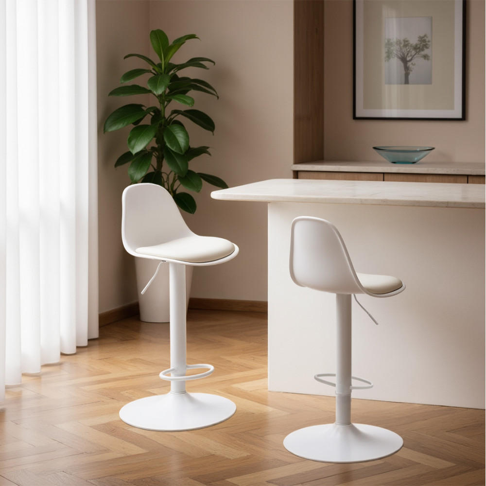 BARHOCKER - Weiss - 2er-Set - Weiß, Naturmaterialien (40/82/43cm) - Drawer