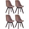 STUHL 4er Set Samt braun - Walnussfarben/Braun, Holz/Textil (48/84/55cm) - CLP