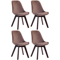 STUHL 4er Set Samt braun - Walnussfarben/Braun, Holz/Textil (48/84/55cm) - CLP