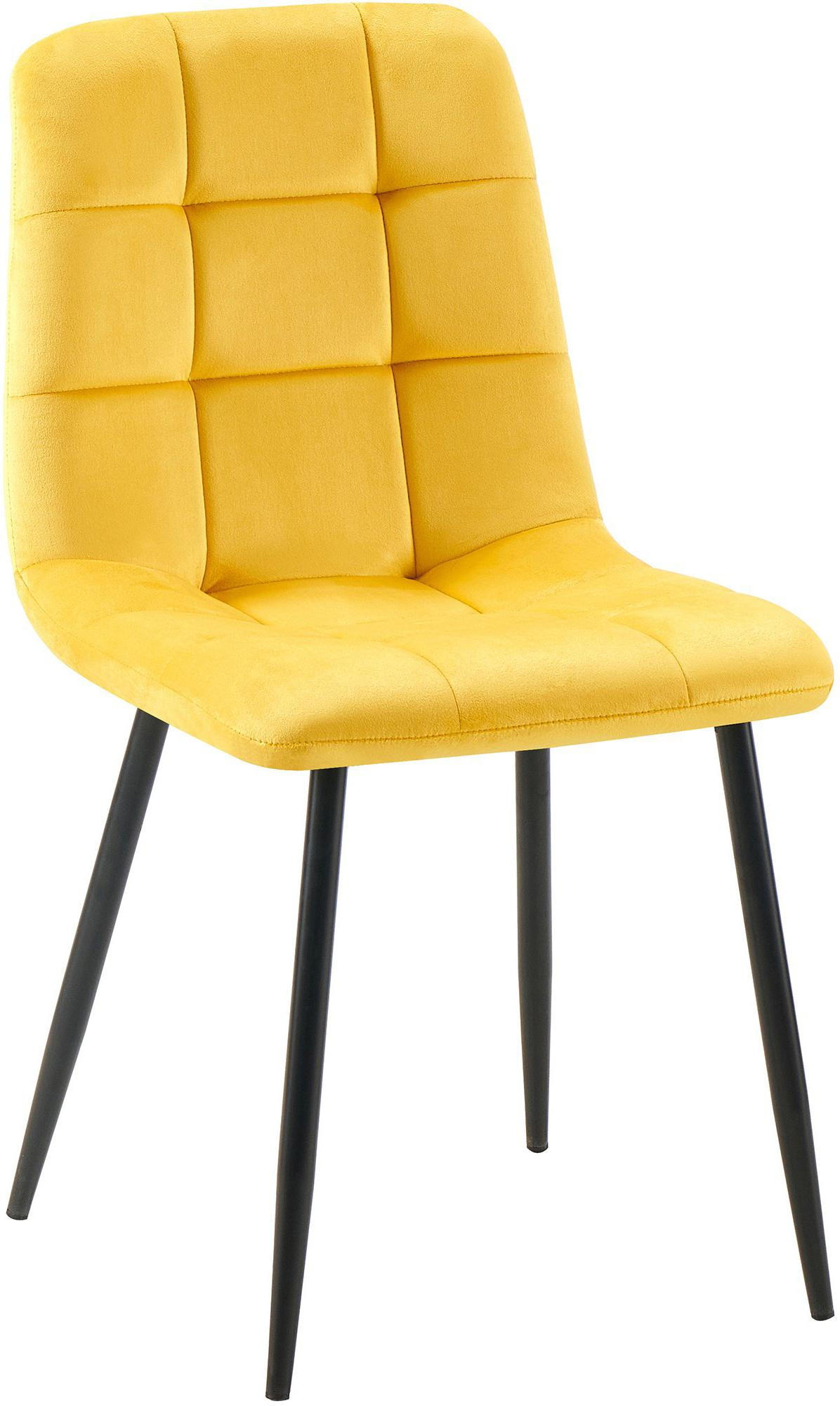STUHL Samt Gelb - Gelb/Schwarz, Textil/Metall (45/84/55cm) - CLP