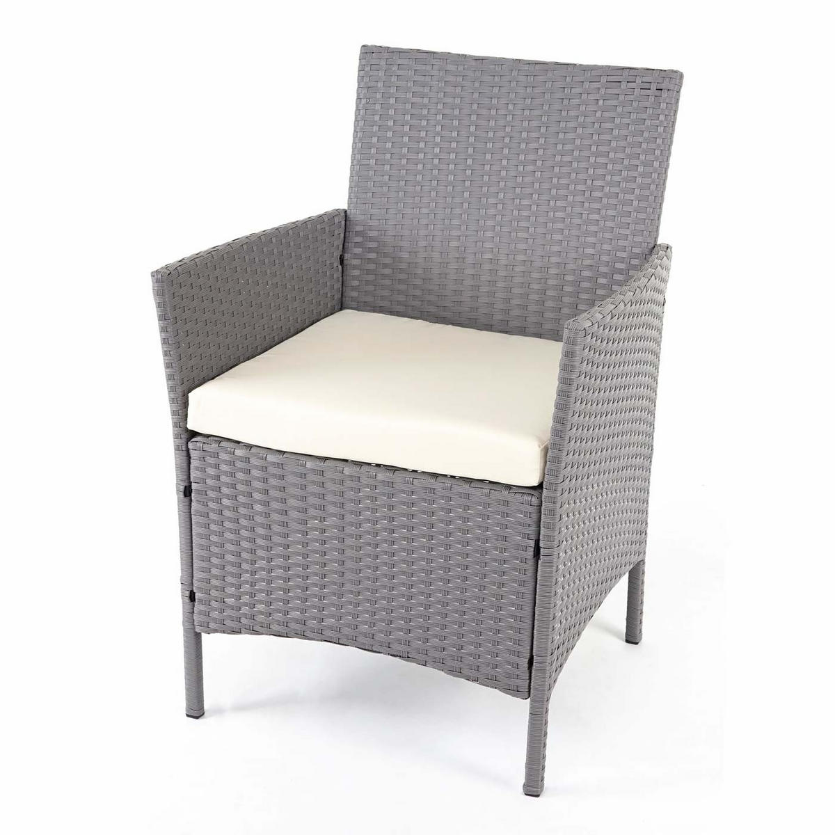 POLY-RATTAN GARNITUR Grau, Cremeweiß - Weiß/Grau, Kunststoff - MCW