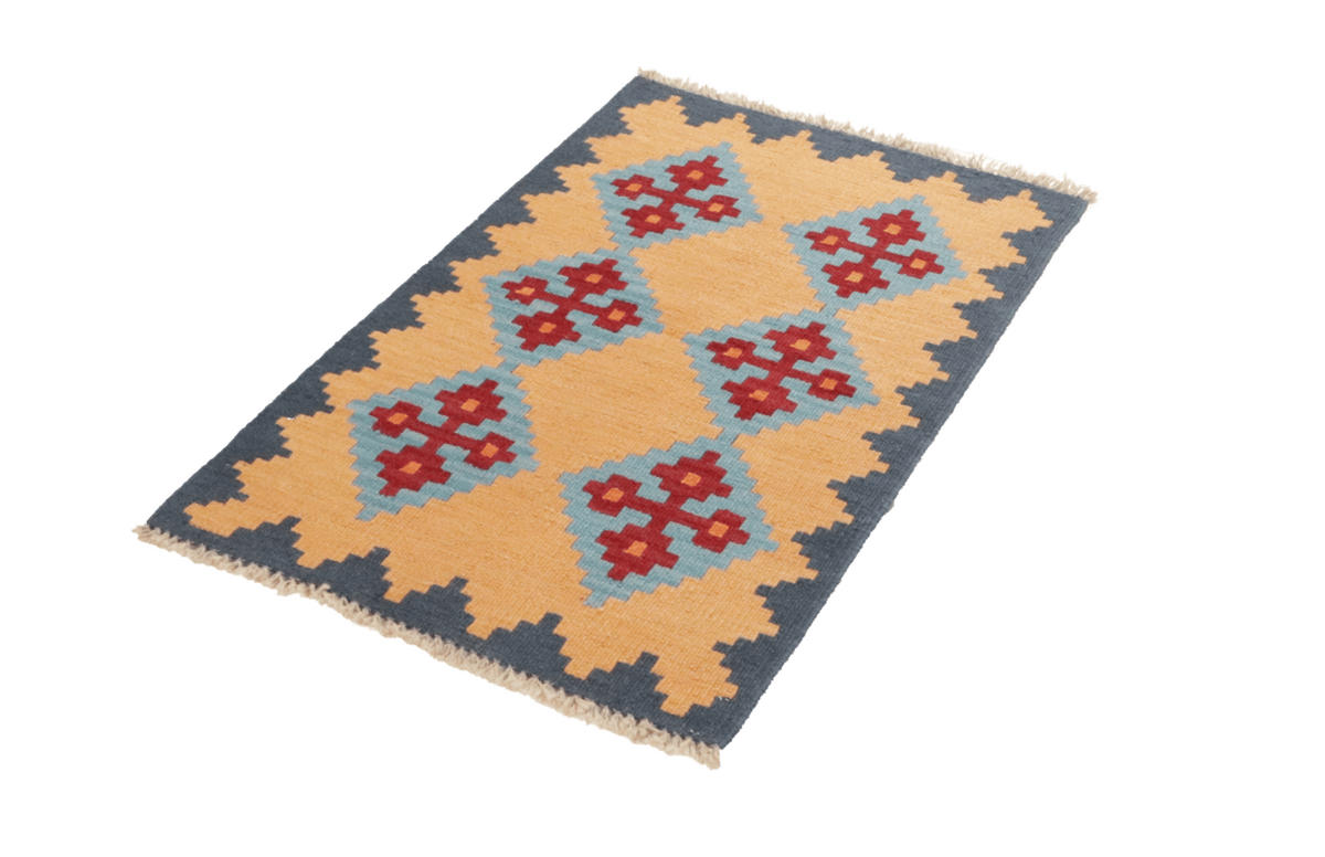 KELIM-TEPPICH handgewebt Gashgai Gelb 97/60 cm Schurwolle - Gelb, Textil (60/97cm) - Looma