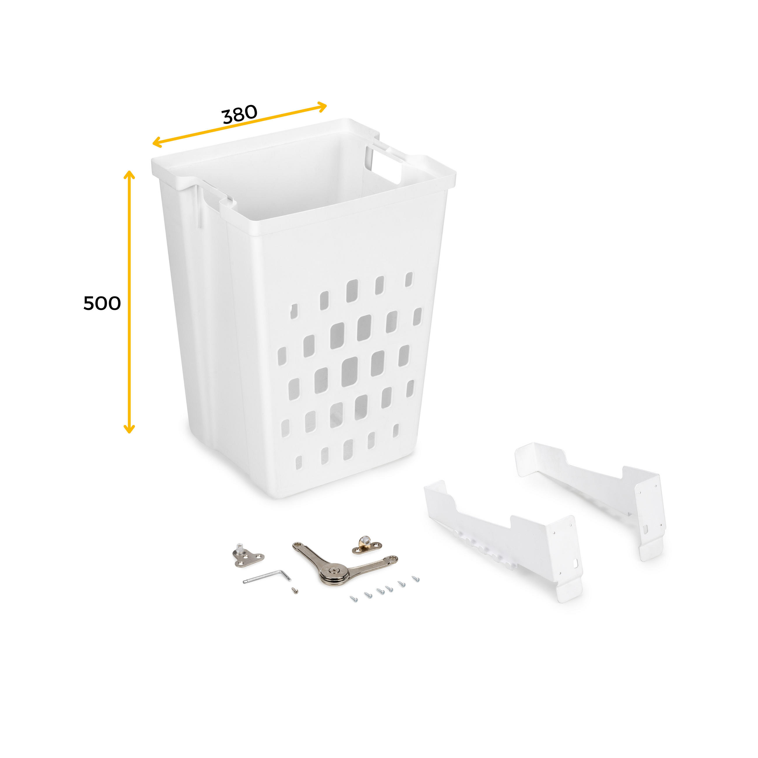 WÄSCHEKORB Laundry mit Flügeltürsystem, 450mm, Kunststoff und Stahl, weiss - Weiß, Kunststoff (35.5/53/41cm) - EMUCA