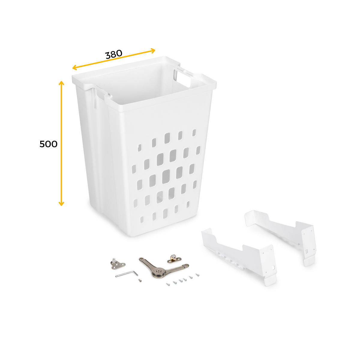 WÄSCHEKORB Laundry mit Flügeltürsystem, 450mm, Kunststoff und Stahl, weiss - Weiß, Kunststoff (38/50/30.5cm) - EMUCA