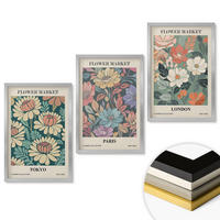 WANDBILDER 3er Set - 40x60 cm Silberner Rahmen - Blumenposter Tokio Paris London - Silberfarben, Kunststoff (40/60cm) - ArtPrintCave