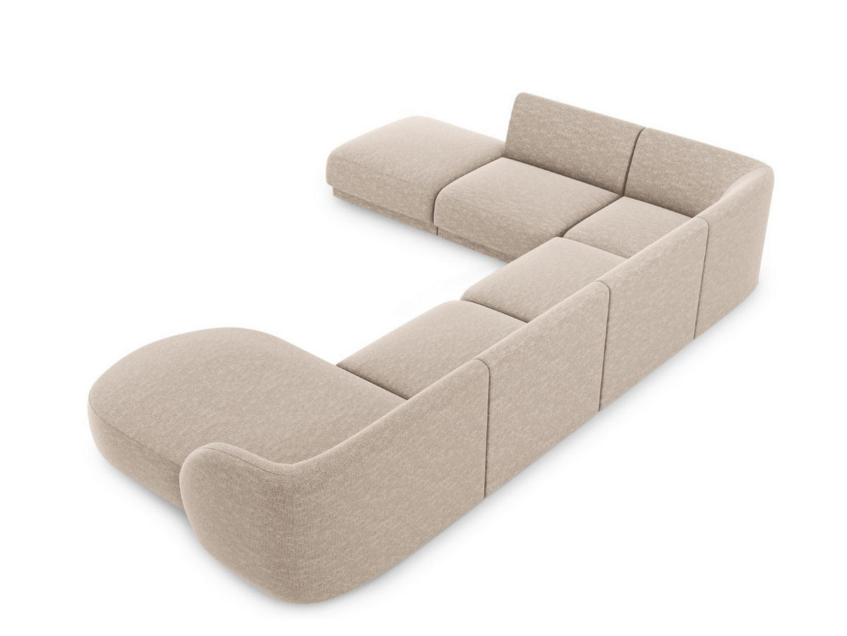 PANORAMASOFA links Miley aus Chenille-Stoff beige 6 Sitzplätze - Beige, Textil (255/70/330cm) - Micadoni