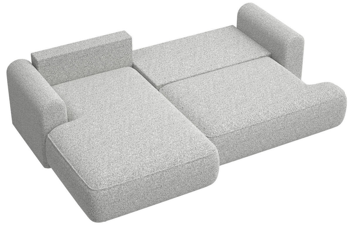 ECKSOFA Ovo Hellgrau Webstoff-Bezug - Hellgrau/Schwarz, Kunststoff/Textil (260/165cm) - Selsey