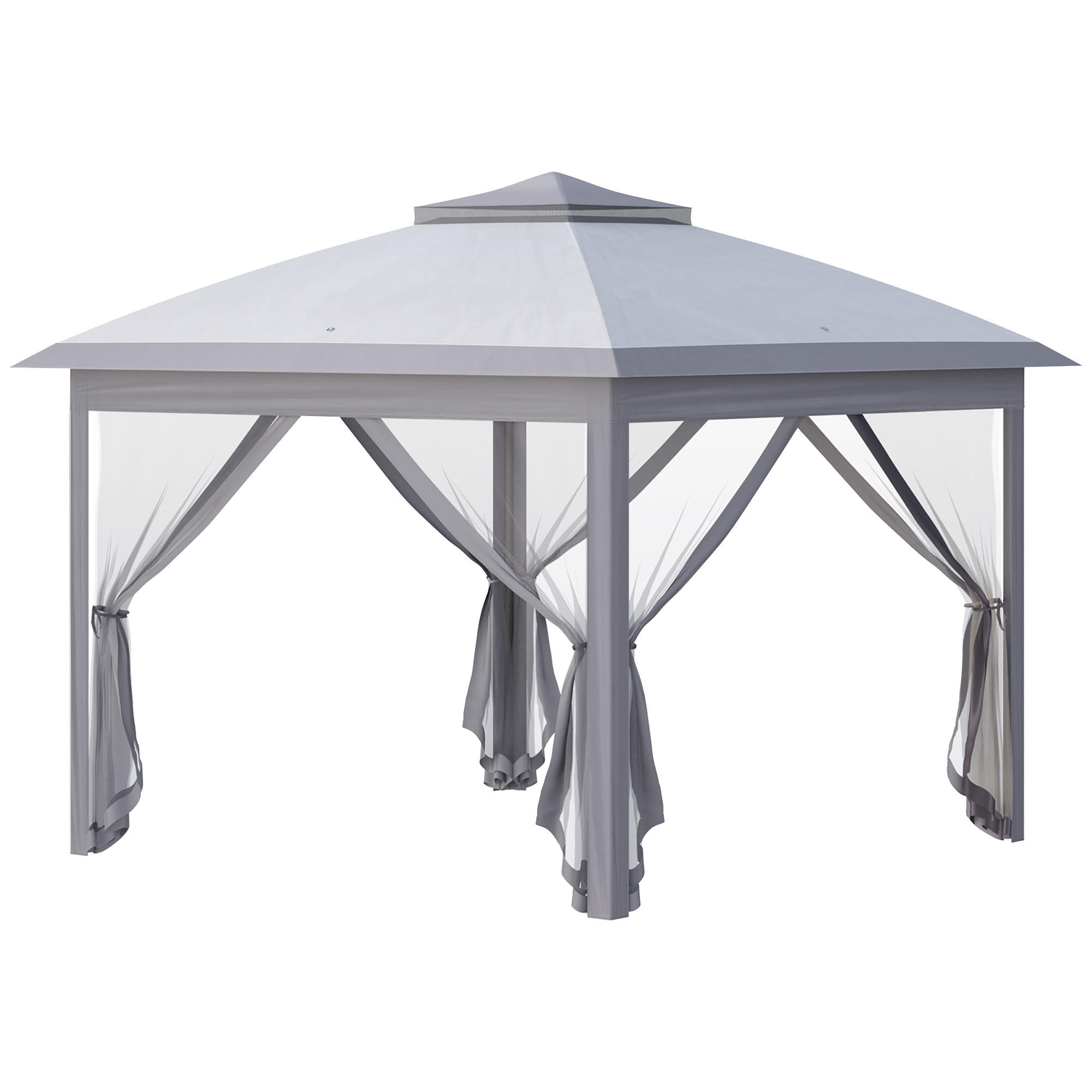 PAVILLON 3,3 x 3,3 m - Grau, Metall (330/288/330cm) - Outsunny