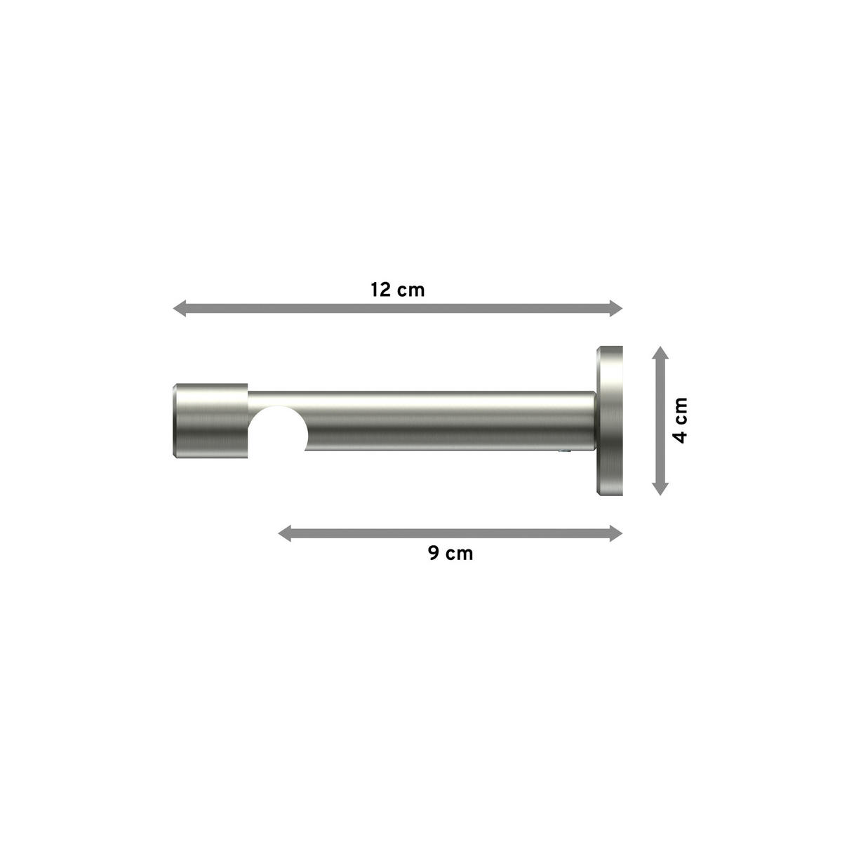 TRÄGER FÜR GARDINENSTANGEN 16 mm Ø, Sinux 1-läufig, Edelstahl-Optik - Edelstahlfarben, Metall (11.8/4/4cm) - INTERDECO