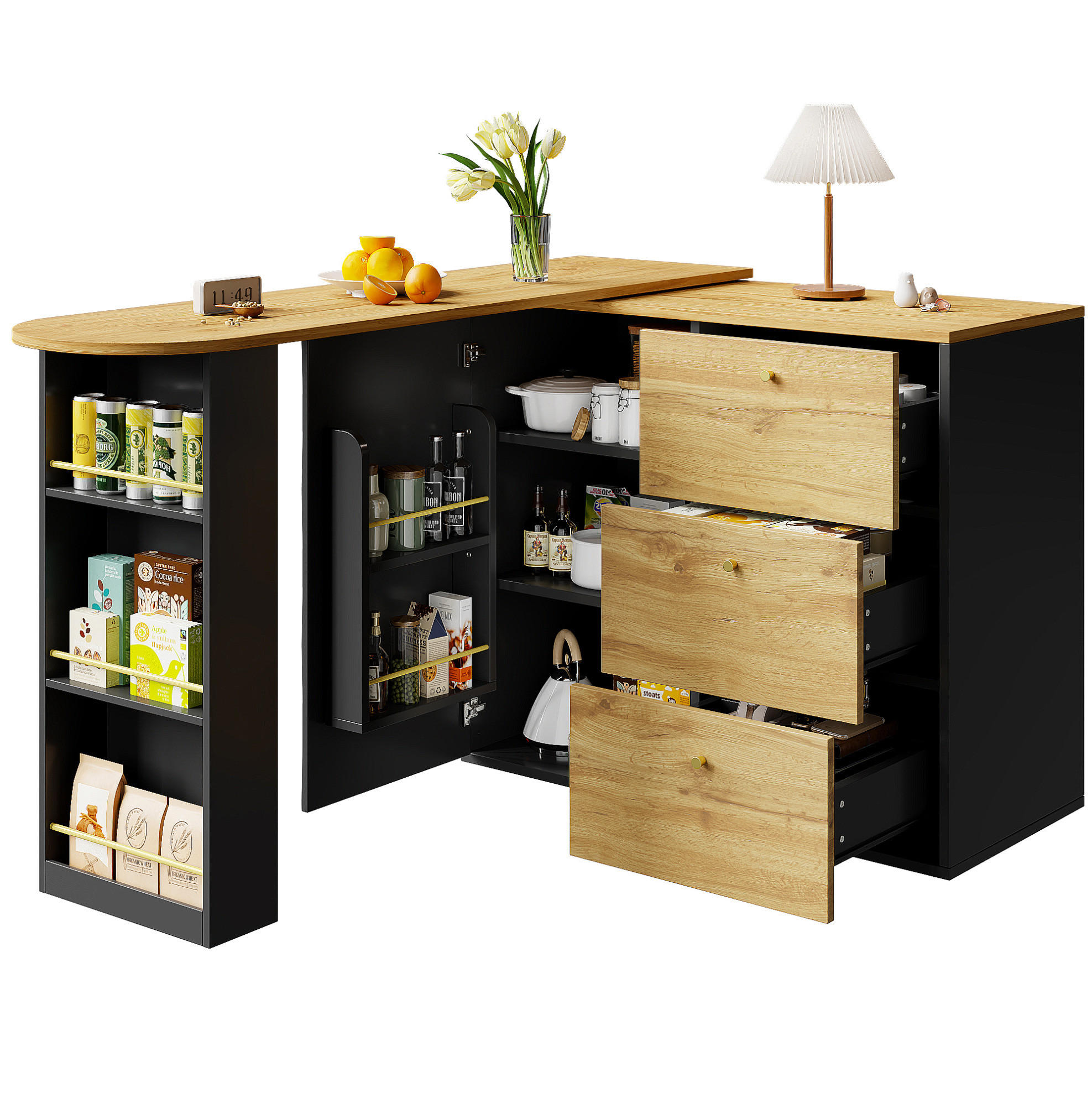 Meubliv Bartisch Schwarz 39x104x204 cm