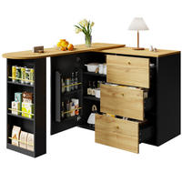 BARTISCH dreh- und ausziehbar 138-204 x 39 x 104 cm MDF Schwarz - Schwarz, Holzwerkstoff (39/104/204cm) - Meubliv