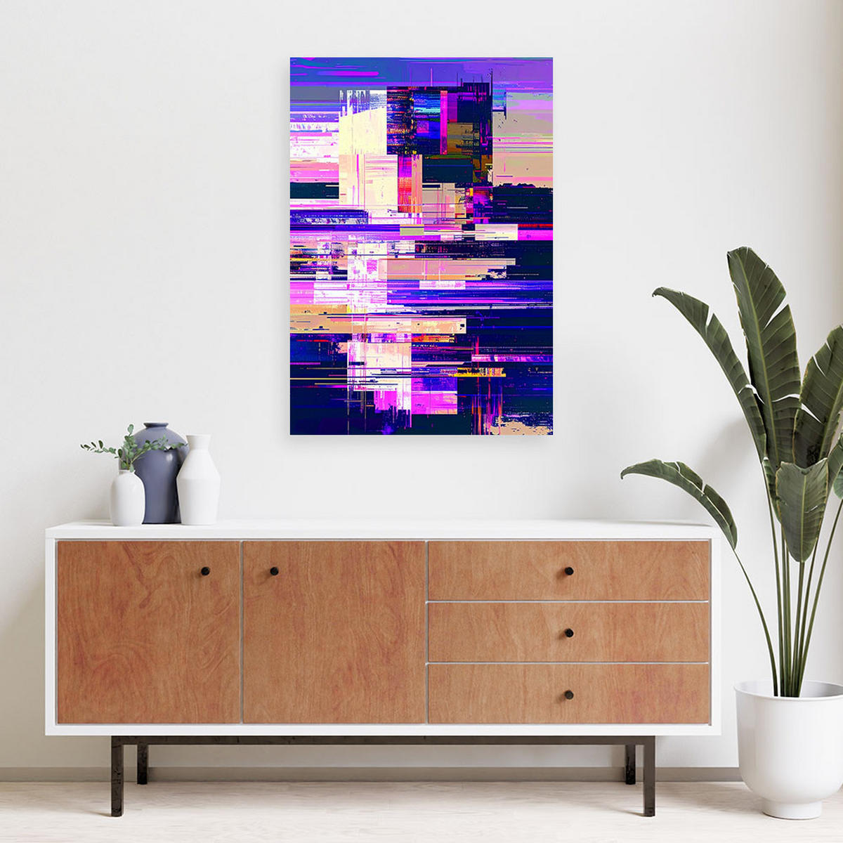 LEINWANDBILD Violette Abstraktion 80x120cm - Lila, Textil (80/120cm) - Feeby