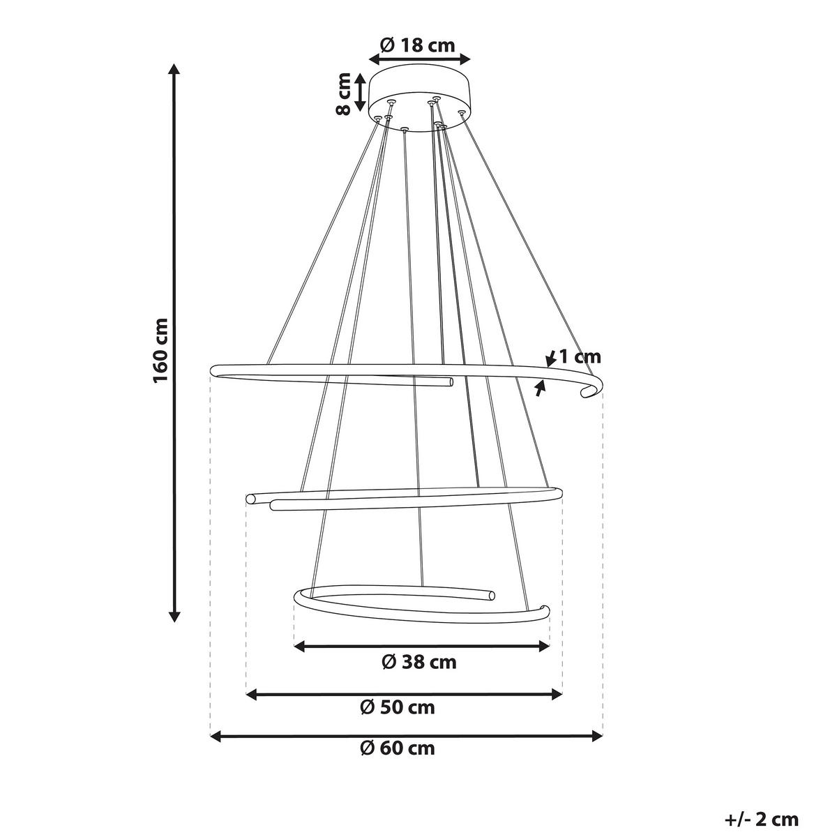 HÄNGELEUCHTE Mayu 60/60/160 cm - Schwarz, Metall (60/60/160cm) - Beliani