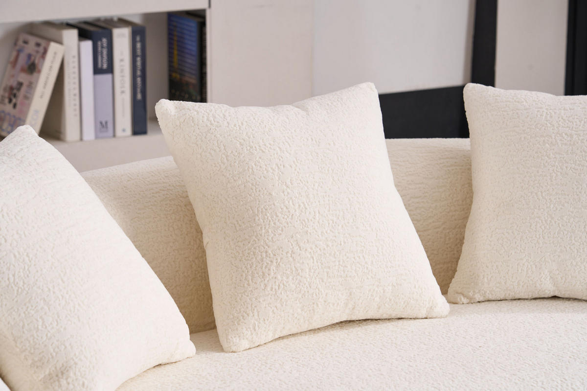 ZWEISITZER-SOFA mit tiefem Sitz Chenille Weiß - Weiß, Kunststoff (153/63/94cm) - Meubliv